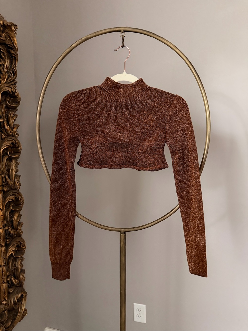 Maeve Bronze Knit Cropped Cutout Sweater - Picture 4 of 4